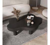 KRXSOBNV, Mesa de Centro Moderna en Forma de Nube, con Madera Irregular, Mesa Auxiliar Gruesa de Esquina Redonda, 3 Patas, Muebles de Sala de Estar, diseño único,Reposapiés(Black,100 * 70 * 40CM)