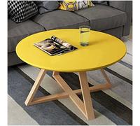 KRXSOBNV, Mesa de Centro Redonda con Diseño Moderno, Tablero de MDF y Patas de Madera, for Sala de Estar, Dormitorio, balcón, Oficina - Mesa Auxiliar con Extremos de sofá,Reposapiés(Yellow,70cm)