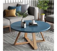 KRXSOBNV, Mesa de Centro Redonda con Diseño Moderno, Tablero de MDF y Patas de Madera, for Sala de Estar, Dormitorio, balcón, Oficina - Mesa Auxiliar con Extremos de sofá,Reposapiés(Blue,60cm)