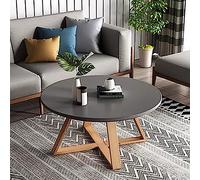 KRXSOBNV, Mesa de Centro Redonda Moderna de Madera for Sala de Estar, Mesa Auxiliar de Madera Maciza, Mesa Central pequeña,Reposapiés(Grey,Diameter 28'')
