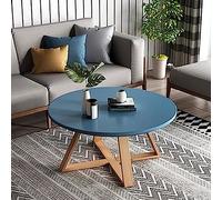 KRXSOBNV, Mesa de Centro Redonda Moderna de Madera for Sala de Estar, Mesa Auxiliar de Madera Maciza, Mesa Central pequeña,Reposapiés(Blue,Diameter 24'')