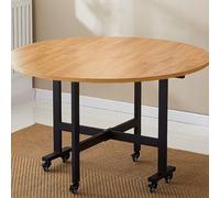 KRXSOBNV, Mesa de Comedor Extensible de Madera con 6 Ruedas y Estructura de Metal Resistente, mesas abatibles for Espacios pequeños, soporta fácilmente 400 kg ，Mesa de Comedor Plegable