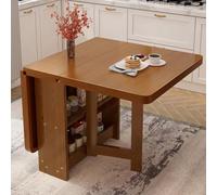 KRXSOBNV, Mesa de comedor plegable, mesa de comedor con hojas abatibles, mesa de comedor con hojas abatibles que ahorra espacio y estante de almacenamiento de 2 capas, mesa de cocina plegable con 3 fo