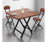 KRXSOBNV, Mesa de Comedor Plegable portátil, Mesa Auxiliar Plegable for Exteriores con Tablero Grueso, Estructura de Metal ，Mesa de Comedor Plegable(Brown,80cm/31.4in)