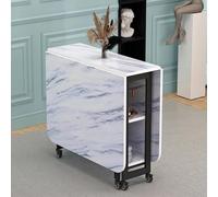 KRXSOBNV, Mesa de comedor plegable que ahorra espacio, mesa de comedor de hojas abatibles con ruedas bloqueables, mesa de comedor extensible con estante de almacenamiento de 2 capas ，Mesa de Comedor P