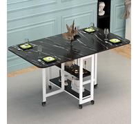 KRXSOBNV, Mesa de comedor plegable que ahorra espacio, mesa de comedor de hojas abatibles con ruedas bloqueables, mesa de comedor extensible con estante de almacenamiento de 2 capas ,Mesa de Comedor P