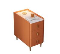 KRXSOBNV, Mesa Dormitorio Mesa Auxiliar Pequeña con Cajones Mesita De Noche Estrecha con 3 Cajones, Cómoda Pequeña De 3 Cajones Mesita De Noche for Dormitorio ，Mesillas de Noche(Orange,45x40x60cm)