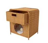 KRXSOBNV, Mesita De Noche Mesita De Noche con Cajón Estante Abierto, Mesita De Noche con Caña De PP con Patas for Dormitorio, Dormitorio Y Espacios Pequeños ,Mesillas de Noche