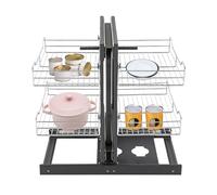 KRXSOBNV, Organizador De Cesta Extraíble De 2 Niveles for Gabinetes Abiertos A La Izquierda Y A La Derecha, Gabinete De Estante Esquinero De Cocina Deslizante Moderno for Almacenamiento De Especias, P