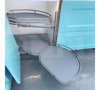 KRXSOBNV, Organizador extraíble for esquina ciega de armario de cocina, con bandeja oscilante de 2 capas for armarios de 900 mm, organizador de cocina, gris cromado ，Organizador de esquina para cocina