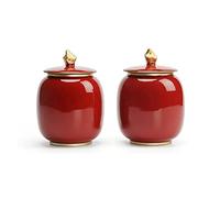 KRXSOBNV, Paquete de 2 tarros de porcelana roja, juego de condimentos, tarro de especias, caja de condimentos, bote for condimentos, for azúcar, pimienta, café, especias, tazones de almacenamiento de