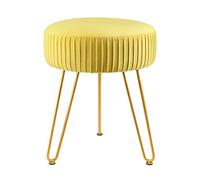 KRXSOBNV Reposapiés Redondo De Terciopelo con Patas Doradas - Taburete De Tocador De Maquillaje Otomano, Silla Plisada Tapizada Moderna, for Sala De Estar Y Dormitorio,Reposapiés(Yellow)