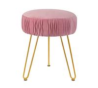 KRXSOBNV Reposapiés Redondo De Terciopelo con Patas Doradas - Taburete De Tocador De Maquillaje Otomano, Silla Plisada Tapizada Moderna, for Sala De Estar Y Dormitorio,Reposapiés(Pink)
