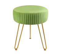 KRXSOBNV Reposapiés Redondo De Terciopelo con Patas Doradas - Taburete De Tocador De Maquillaje Otomano, Silla Plisada Tapizada Moderna, for Sala De Estar Y Dormitorio,Reposapiés(Green)