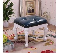 KRXSOBNV, Reposapiés Vintage - Taburete De Café Tapizado Verde De Lujo, con Patas De Madera Tallada - Reposapiés Pequeño De Cuero PU for Sofá O Silla,Reposapiés(White Blue)