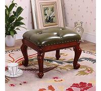 KRXSOBNV, Reposapiés Vintage - Taburete De Café Tapizado Verde De Lujo, con Patas De Madera Tallada - Reposapiés Pequeño De Cuero PU for Sofá O Silla,Reposapiés(Green)