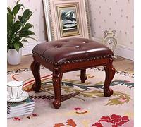 KRXSOBNV, Reposapiés Vintage - Taburete De Café Tapizado Verde De Lujo, con Patas De Madera Tallada - Reposapiés Pequeño De Cuero PU for Sofá O Silla,Reposapiés(Dark Brown)