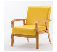 KRXSOBNV Silla Decorativa de Cuero, for Dormitorio, sillón tapizado Retro, con Brazos, Silla de Lectura Individual de Mediados de Siglo, for Sala de Estar,Reposapiés(Yellow)