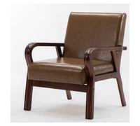 KRXSOBNV Silla Decorativa de Cuero, for Dormitorio, sillón tapizado Retro, con Brazos, Silla de Lectura Individual de Mediados de Siglo, for Sala de Estar,Reposapiés(Brown)