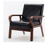 KRXSOBNV Silla Decorativa de Cuero, for Dormitorio, sillón tapizado Retro, con Brazos, Silla de Lectura Individual de Mediados de Siglo, for Sala de Estar,Reposapiés(Black)