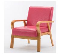 KRXSOBNV Silla Decorativa de Cuero, for Dormitorio, sillón tapizado Retro, con Brazos, Silla de Lectura Individual de Mediados de Siglo, for Sala de Estar,Reposapiés(Pink)