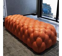 KRXSOBNV Taburete Blanco De Lujo con Botones, Cómodo Banco Reposapiés, for La Entrada del Dormitorio De La Sala De Estar - Cuero Tapizado Rectángulo,Reposapiés(Orange,80x45x42cm(31x18x17inch))
