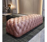 KRXSOBNV Taburete Blanco De Lujo con Botones, Cómodo Banco Reposapiés, for La Entrada del Dormitorio De La Sala De Estar - Cuero Tapizado Rectángulo,Reposapiés(Pink,100x45x42cm(39x18x17inch))