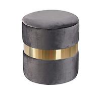 KRXSOBNV Taburete De Tocador De Felpa Otomano, con Almacenamiento En Chapado En Oro - Silla Reposapiés Redonda Tapizada, for Sala De Estar Y Vestidor,Reposapiés(Grey)