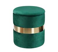 KRXSOBNV Taburete De Tocador De Felpa Otomano, con Almacenamiento En Chapado En Oro - Silla Reposapiés Redonda Tapizada, for Sala De Estar Y Vestidor,Reposapiés(Green)