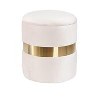 KRXSOBNV Taburete De Tocador De Felpa Otomano, con Almacenamiento En Chapado En Oro - Silla Reposapiés Redonda Tapizada, for Sala De Estar Y Vestidor,Reposapiés(White)