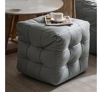 KRXSOBNV Taburetes Otomanos Reposapiés Cubo De Cuero Reposapiés De Color Sólido, for Sala De Estar, Dormitorio, Entrada, Pasillo: Mueble Elegante Y Funcional,Reposapiés(Grey)