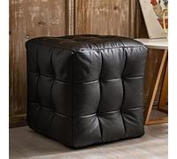KRXSOBNV Taburetes Otomanos Reposapiés Cubo De Cuero Reposapiés De Color Sólido, for Sala De Estar, Dormitorio, Entrada, Pasillo: Mueble Elegante Y Funcional,Reposapiés(Black)