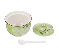 KRXSOBNV, Tarro con tapas de porcelana con cucharas, tarros redondos for condimentos, soporte for sal, café, té, lata,Tarros Sazonadores