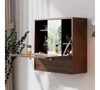 KRXSOBNV Tocador de Maquillaje montado en la Pared de Madera con Espejo deslizable y cajón Colgante, tocador for Dormitorio, Escritorio de tocador marrón(Brown)