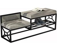 KRXSOBNV Zapatero Banco Banco de Zapatos de Metal Banco de Almacenamiento Organizador de Zapatos Banco tapizado Zapatero for Entrada(Gray+Black,100 * 35 * 45cm)