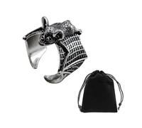 KRYMSON 1 anillo de murciélago, 1 bolsa de almacenamiento, anillo gótico, accesorios de metal gótico, anillo abierto ajustable, joyería retro personalizada, adecuado para mascaradas y fiestas