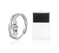 KRYMSON 1 anillo de plata para mujer, 1 caja de almacenamiento blanca, anillo giratorio tridimensional de circonita, anillo abierto ajustable, adecuado para mujeres y niñas, Plata