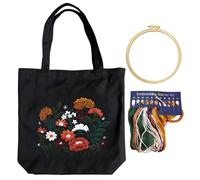 KRYMSON 1 bolsa de lona estampada con marco de bordado, hilo colorido, aguja de bordar, juego de punto de cruz, juego de bordado, kit de manualidades para adultos, juego de bordado para principiantes