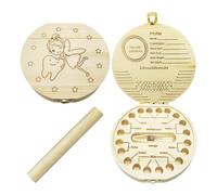KRYMSON 1 Caja De Madera Para Guardar Dientes De Leche, Botella De Los Deseos Con Pinzas, Caja De Almacenamiento Para Dientes De Leche, Caja De Recuerdos De Colección, Adecuada Para Niños Y Niñas