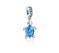 KRYMSON 1 colgante de tortuga, bonito colgante de animal, colgante de plata 925, accesorios de perlas colgantes, adecuado para mujeres y niñas, adecuado para pulseras y collares, Plata