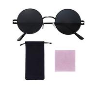 KRYMSON 1 gafas de sol, 1 funda para gafas y 1 paño para gafas, gafas de carnaval, gafas de sol redondas, gafas steampunk, gafas negras, adecuadas para hombres y mujeres, Negro , 143 * 46 cm