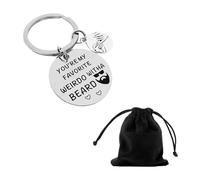 KRYMSON 1 llavero grabado, 1 bolsa de almacenamiento negra, llavero de acero inoxidable, llavero redondo, llavero único, regalo para novio y novia, plata, 30 * 30 mm