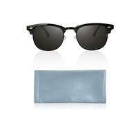 KRYMSON 1 par de gafas de sol semicirculares + 1 bolsa de gafas, gafas de sol retro con remaches de viaje, gafas de sol polarizadas, gafas de sol de aviador, gafas de sol unisex (negro), Negro