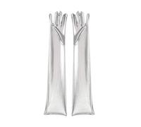 KRYMSON 1 Par De Guantes De Charol Plateados, Guantes Para Actuaciones En Escenario, Guantes Con Purpurina, Guantes De Robot Femenino, Guantes Largos, Guantes Para Disfraz De Cosplay