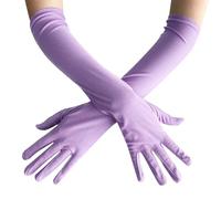 KRYMSON 1 par de guantes largos de satén, guantes largos trenzados de terciopelo, guantes de ópera para mujer, guantes de ópera para mujer, guantes de fiesta (morado)