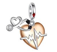 KRYMSON 1 pieza de accesorios de joyería de estetoscopio, colgante electrocardiograma, colgante de latido de corazón, colgante de dibujos animados, fabricación de joyas, regalo adecuado para niñas,