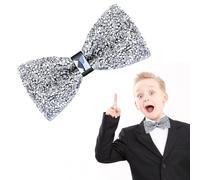 KRYMSON 1 Pieza Pajarita Cristal, Pajarita Brillo Plata, Pajarita Lentejuelas Ajustable, Pajarita Lentejuelas Hombre, Lentejuelas Brillo Hombre, Accesorios Brillo Fiesta