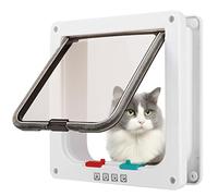 KRYMSON 1 puerta para mascotas, puerta simple para perros y gatos, dirección de interruptor controlable, adecuada para paneles de puerta interior, ventanas y paredes (blanco)