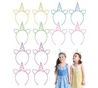 KRYMSON 12 diademas de unicornio, sombreros de fiesta infantiles, accesorios para el pelo de unicornio, adecuadas para fiestas, cumpleaños, mascaradas, actuaciones escénicas y necesidades diarias