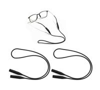 KRYMSON 2 bandas para gafas, bandas de gafas deportivas, bandas ajustables, bandas de gafas deportivas, bandas antideslizantes para gafas, cordón elástico de silicona (negro), Negro , Talla única